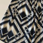 Talbots  A-Line Skirt Size 2 NWT Navy Blue White Geometric Print Full Skirt Class Photo 5