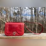Gucci Vtg 60s 70s Red Leather Flap Shoulder Bag Purse Interlocking GG Monogram Photo 1
