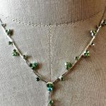 Silver tone green rhinestone Y necklace Photo 2