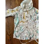 Dolcezza 100% Linen Jacket Women's Sz Large Colorful‎ Button Up Hooded Pockets White Photo 5