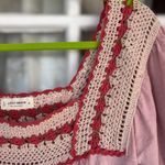 Lucky Brand  Women’s XS Mauve Crochet Squareneck Boho Short Sleeve Blouse Top Photo 6