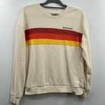 Techstyles Nantucket embroidered sweatshirt cream stripe crew neck size M Medium Red Photo 0