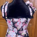 Lulus Wowing Wonder Black Floral Jacquard Smocked Tie-Strap Tiered Midi Dress Photo 13