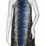 Free People  Dress Womens Small Blue Black Onyx Printed Small Talk Mini Edgy Rock Photo 0