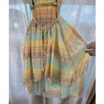 Romantic Midi Dress Sz 12 Tasseled Belt High Low Fairy Whimsy‎ Ruffle Hem Pastel Photo 1