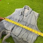 Vintage Hyper Women’s M Ruffle Denim Cropped Top‎ Button Up Western Boho Blue Size M Photo 6
