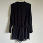 Maje  Black Silk & Lace Romper Size 38 (Medium) Quiet Luxury Feminine Party Photo 3