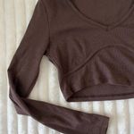 Garage  Chocolate Brown Long Sleeve Crop Top Photo 2