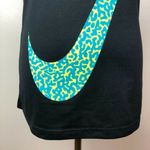 Nike Dri-Fit Tee XS V-Neck Swoosh Logo Black Blue Neon Short Sleeve T-Shirt Photo 1