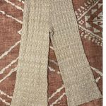 Lulus Twice the Cozy Beige Cable Knit Wide-Leg Lounge Pants Boho Hippie Large Photo 4