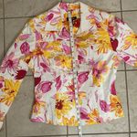 Y2K Mikane Floral Denim Jacket White Size 6 Photo 6