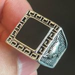 Fox pattern square obsidian S925 silver ring Size 8 Photo 6
