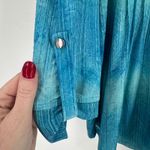 Cocomo Teal Blue Tie Dye Abstract Print Button Up Shirt Women's Size L Popoverr Size L Photo 3