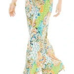 Chico's  Wide Leg Pants Size 12 Large Yogi Green Slinky Paisley Print Pull On Photo 0