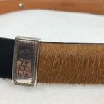 Brighton Pony Hair Black & Silver Metallic Concho Leather Belt M Photo 4
