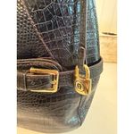 Etienne Aigner Vintage Black Leather Croc Embossed Shoulder Bag Purse Photo 4