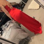 Cinderella Divine NWT Red Corset Cowl Satin Formal Long Leg Slit Dress (prom) Photo 9