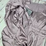 AREA STARS Lavender Satin Ruffle Slit Long Sleeve Maxi Dress Size S Purple Photo 5