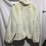 Nike Faux Fur Big Swoosh Jacket Cream Black XL Athletic Sportswear Photo 4