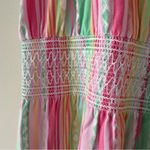 Southern Tide Smocked Waist Mini Dress Colorful spaghetti strap tie bow keyhole Photo 2