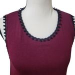 Vfish Burgundy Sleeveless Dress with Black Lace Trim Sz L Red Size L Photo 2