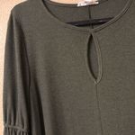 Love Riche  Black Ribbed Bell Wide Sleeve Swing Shift Knee Dress Size MEDIUM Boho Photo 3