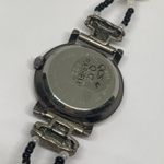 Vtg women’s quartz analog watch silver tone 26mm case beaded bracelet 7.5” runs Photo 4