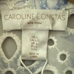Caroline Constas Long Sleeve Floral Eyelet Top Blue & White Size‎ Large Photo 6