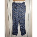 ZARA NEW  Floral Satin Pants Womens Size Medium Blue Straight Mid Rise Boho Photo 5