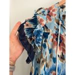 House of Harlow 1960 | Boho Ruffle Abstract Floral Top | Zoe Blue | Sz S Photo 4