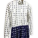 Butte Knits Butte Knit I Vintage 70's White and Navy Blue Polka Dot Long Sleeve Day Dress Photo 2