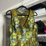 Karen Millen Green gold v neck a-line teacup sleeveless mini dress US 8 Photo 4