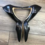 Saks 5th Avenue Saks Fifth Avenue Black Nettie Heels Women's Size 8M Leather Classic Mid Height Photo 2