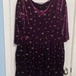 Handmade Celestial Purple Velvet Dress Small Gold Stars Whimsygoth Witchy Photo 0