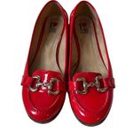 I ❤️My Shoes Seaside Vintage? Shiny Red Silver Buckle Loafers Size 38 Photo 0
