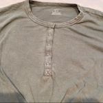 American Eagle Aerie Green Vintage Wash‎ Snap Henley Cropped Knot Tie Front Longsleeve Size xs Photo 1