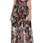 Disney Beauty And The Beast Black Red Rose Floral Sleeveless Maxi Dress Size S Photo 0