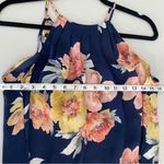 Joie  Navy Blue Peach Floral 100% Silk High Neck Tank Top Blouse XS Photo 2