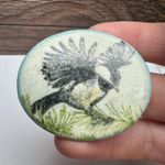 Bird Ceramic Handmade Glitter Finish Brooch Pin Black Throated Sparrow Photo 2