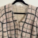 Urban Outfitters  Cream Fuzzy Sweater women's Medium Pink and Black Cropped Photo 2