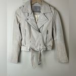 BLANK NYC  Women's Cream Suede Geninue Leather Biker Moto Jacket Photo 1
