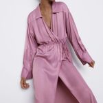 ZARA  Satin Effect Faux Wrap Midi Dress Photo 6