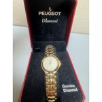 Peugeot Diamond Gold Tone Women's Fashion Watch Genuine Diamond Accent 6.5 Photo 2