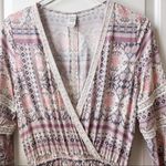 l*space L* Boho Bell Sleeve Romper Purple Pink Beige Medium Photo 2