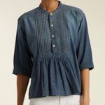 Current/Elliott Denim Stripe Pintuck Pleat Size 0 Photo 0
