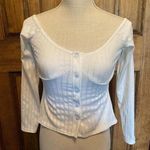 Boohoo Rib Underbust Bardot Long Sleeve Crop Top Size 6. Photo 0