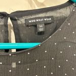 Who What Wear Black and White Polka Dot Balloon Sleeve Size Medium Photo 3