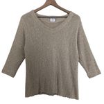 Vintage Nino Wong Linen Blend Knit Textured 3/4 Sleeve V Photo 0