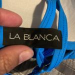 La Blanca  Blue Swimsuit Front Tie Bikini Top ONLY Size Small EUC #1920 Photo 4