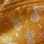UNBRANDED STRAW PURSE WITH YELLOW PINEAPPLE CLOTH LINING OFF WHITE STRAPS Tan Photo 5
